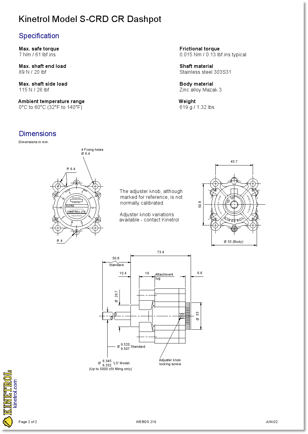 Kinetrol Rotary Dashpots, Vane Dashpots, Continuous Rotation Dashpots