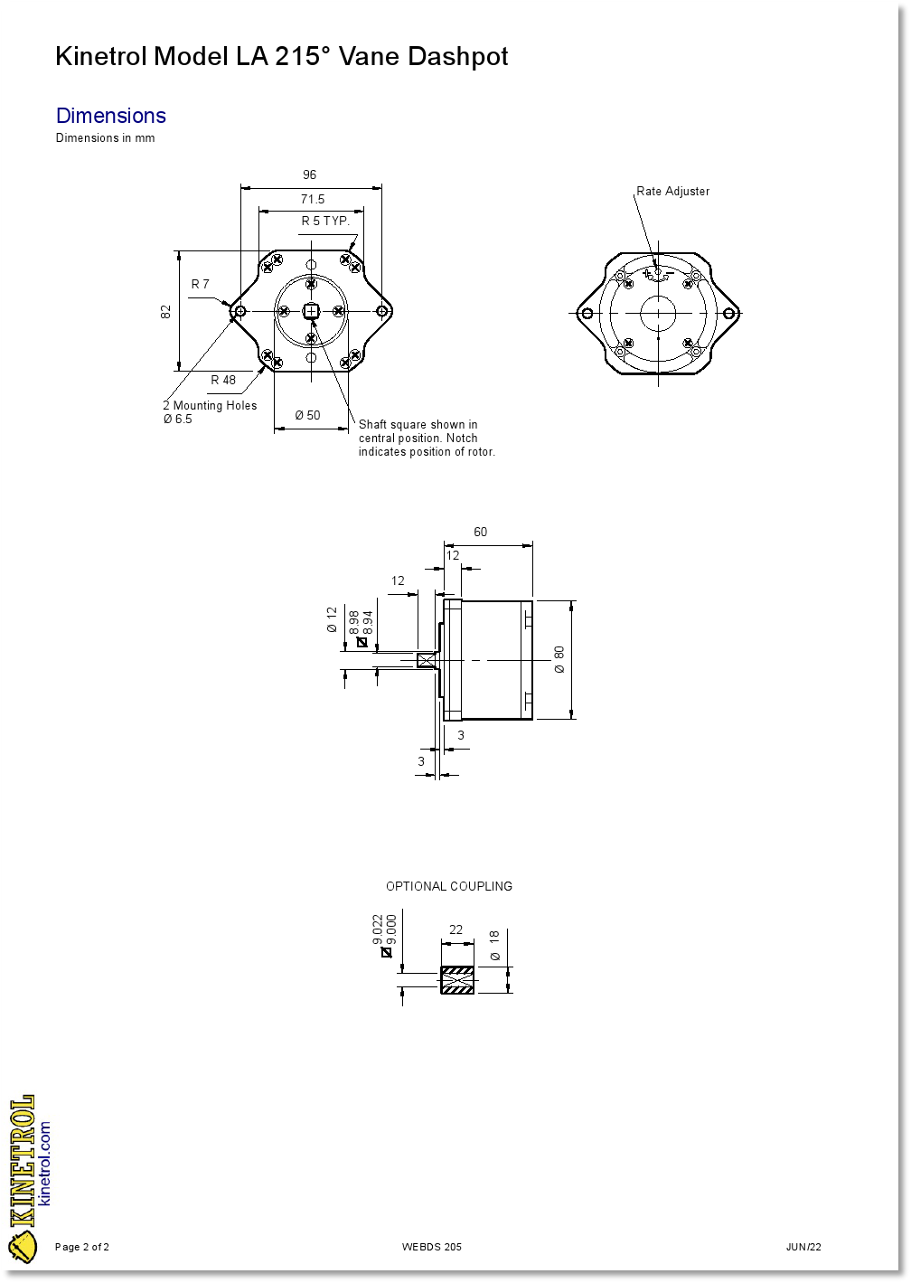 Kinetrol Rotary Dashpots, Vane Dashpots, Continuous Rotation Dashpots
